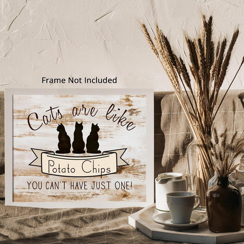Posterizer 1 pcs-Cats are Like Potato Chips-Funny Cat Sayings-Art for Animal Lovers-Comedy Art-Gift For Animal Lovers-Living Room Bedroom Decor- u...