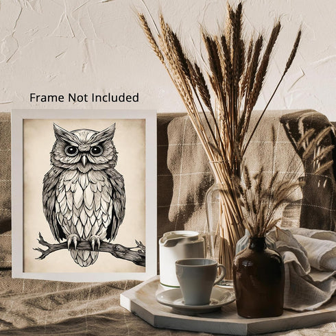 Posterizer 1 pcs- an owl sitting on a tree-Art for Animal Lovers-Abstract & Modern Art- Gift for Men Women Entrepreneur Teens-Living Room Bedroom ...