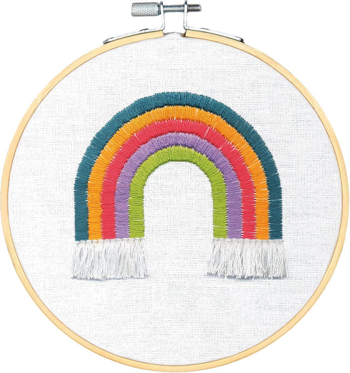 DIMENSIONS 72-76109 Rainbow Needlepoint Embroidery Kit with 6'' Bamboo Hoop......