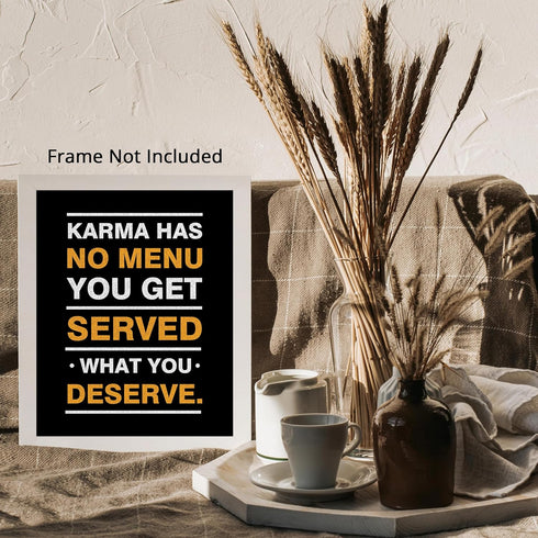 Posterizer 1 pcs-Karma Has No Menu-Hinduism-Buddhism-Spiritual-Quotes- Gift For Buddhism Meditation philosophy Fans- Decor for Gym, Studio- unfram...
