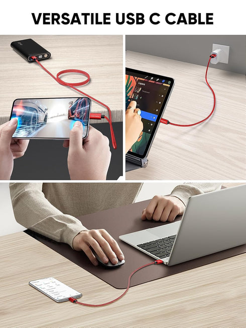 CableCreation USB C Cable 1FT, Red USB A to USB C Cable 3A Fast Charging Braided USB C Male to USB Male Cable for Power Bank, Galaxy S23, iPad Pro...