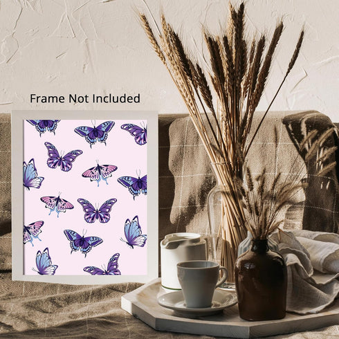 Posterizer 1 pcs-Pink and Purple Cute Aesthetic Girly Butterflies-Art for Animal Lovers-Landscape & Nature Art-Gift for Girls, Teens-Living Room B...