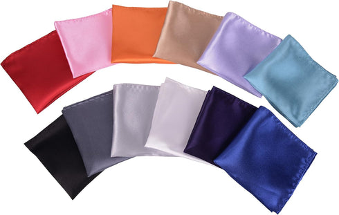 12 Pcs Mens Solid Mixed Color Pocket Square Wedding Handkerchiefs...