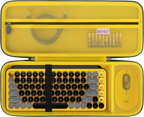BOVKE Hard Carrying Case Compatible with Logitech POP Keys Mechanical Wireless Keyboard and POP Wireless Mouse Combo, Mesh Zipper Bag for Cables, ...