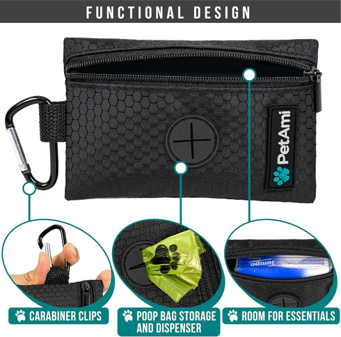 PetAmi Dog Poop Bag Holder for Leash, Doggie Waste Bag Dispenser For Poop with Clip for Puppy Walking Accessories Travel Camping, Dog Treat Pouch ...