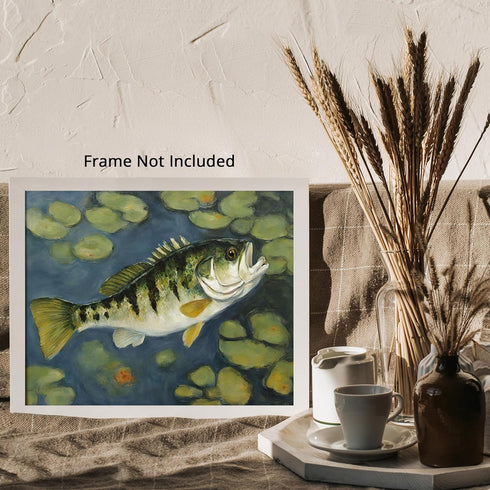 Posterizer 1 pcs- little bass fish near the pond-Art for Animal Lovers-Landscape & Nature Art- Living Room Bedroom Decor- unframed wall art...