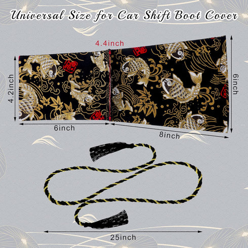 Frienda Car Shift Knob Cover Japanese Antiquity Element of Koi Fish Shift Boot Cover Boots Shifter Boot Cover Automotive Shift Knob with Rope for ...