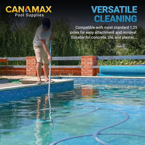 Canamax Heavy Duty 5in Pool Brush - Aluminium Handle with Stainless Steel Bristle Wire - 5" Swimminh Pool Brush, High-Efficiency for Pool Walls, T...