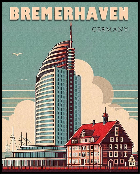 Posterizer 1 pcs-travel poster-Bremerhaven-Germany-Adventure Wall Art Gift for Men Women Entrepreneur Teens Decor for Home & Office- unframed wa...