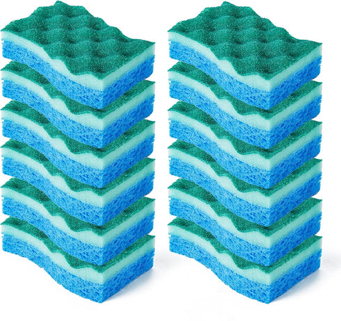 SCRUBIT Multi-Use Scrub Sponge – Non-Scratch Kitchen Sponges for Dishes, Pots and Pans - Heavy Duty & Odor Free Rippled Scrubbing Pad, Designed fo...