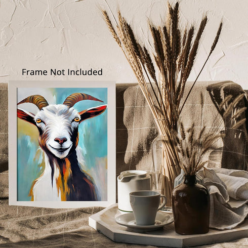 Posterizer 1 pcs- white and brown majestic goat-chic decor-Art for Animal Lovers-Abstract & Modern Art- Decor for Home & Office- unframed wall art...