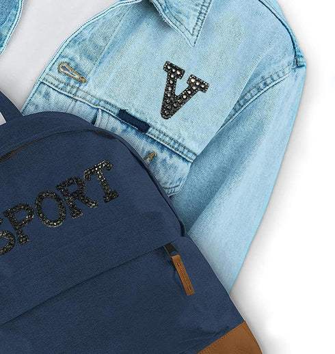 Woohome 26PCS Iron On Patch Rhinestone A-Z Black Pearl Patch Bling Letter Applique Rhinestone Pearl English Letter Sew On Patches Glitter Alphabet...