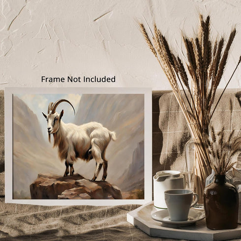 Posterizer 1 pcs- A goat standing on a cliff print-Art for Animal Lovers- Gift for Men Women Entrepreneur Teens-Decor for Home & Office- unframed ...