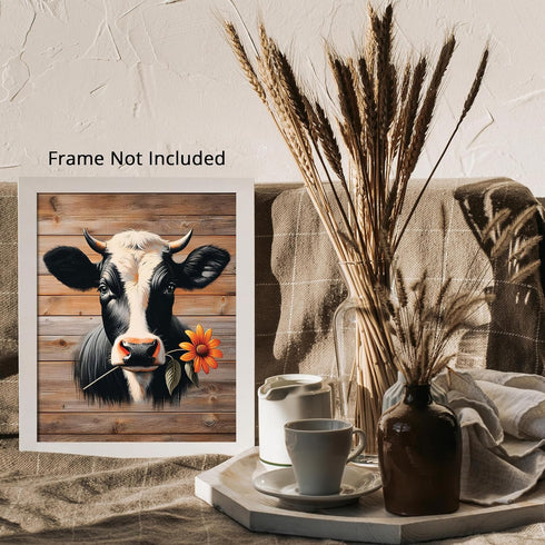 Posterizer 1 pcs-Rustic Farmhouse Cute Cow Picture-Art for Animal Lovers- Gift for Men Women Entrepreneur Teens-Decor for Home & Office- unframed ...