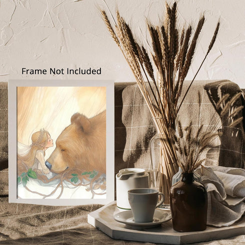 Posterizer 1 pcs-enchanting whimsical fairy and a bear poster 3-Art for Animal Lovers-Kids Room Art-Gift for Daughter, Son, Kids Decor for nursery...