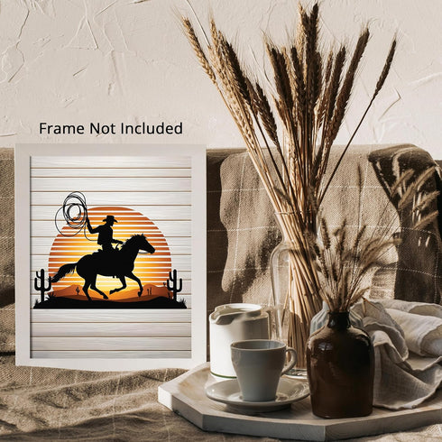 Posterizer 1 pcs-Western Cowboy With Horse Retro Art-Western Art-Men's Art Collection-Gift for Men, Man, Husband, Boyfriend-Living Room Bedroom De...