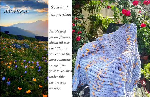 DDL&HEXI Super Chunky Chenille Yarn for Arm Knitting,Blanket Making Kit,Jumbo Knitting Yarn 250g per Bag (500G/17.6OZ/55YARDS, 003)......