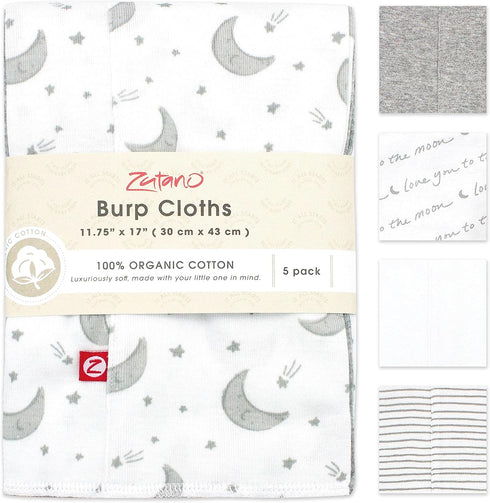 Zutano 5-Pack Organic Burp Cloths for Baby Girl & Boy, Large Cotton Burping Cloths for Babies | Absorbent Baby Spit-Up Rags | Gender Neutral Burp ...