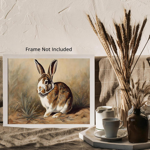 Posterizer 1 pcs- Brown and white rabbit oil painting style-Art for Animal Lovers- Gift for Men Women Entrepreneur Teens-Decor for Home & Office- ...