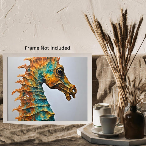 Posterizer 1 pcs- Beautiful Yellow and blue seahorse print-Art for Animal Lovers- Gift for Men Women Entrepreneur Teens-Living Room Bedroom Decor-...