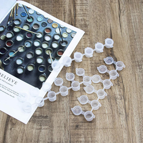 AUEAR 60 Pieces Empty Paint Pot 10 Strips Mini Container with Lid Clear Acrylic for Schools Classrooms Paintings Art Festivals (3ml/ 0.1oz)...