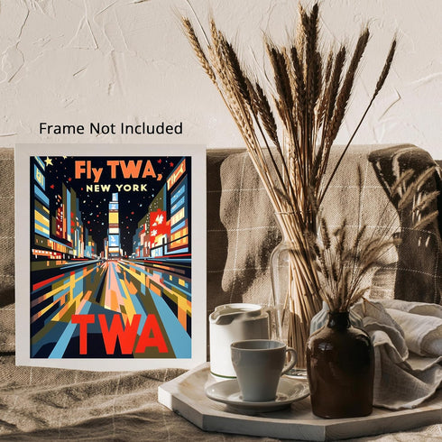 Posterizer 1 pcs-Retro vibrant travel poster-Fly TWA New York-Adventure Wall Art Gift for Men Women Entrepreneur-Decorations for Bedroom, Office,...