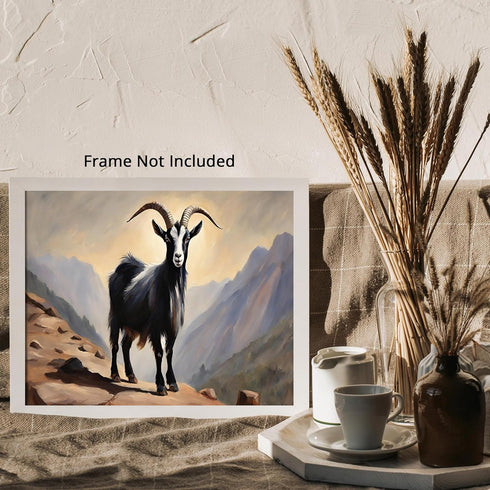 Posterizer 1 pcs- A black goat on a mountain oil painting style-Art for Animal Lovers-Landscape & Nature Art- Gift for Men Women Teens-Living Roo...