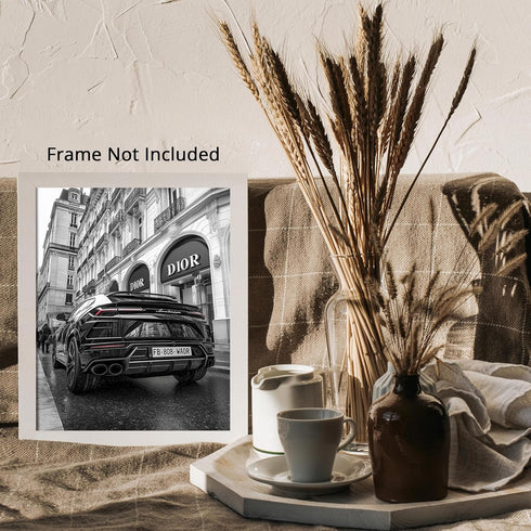 Posterizer 1 pcs-modern chic black car passing by luxury stores 2-Photography Art- Gift for Women, Fashionistas, Designer Fashion Fans-Decor for H...