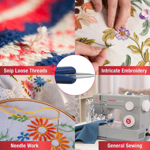 SINGER ProSeries Sewing Scissors Bundle, 8.5" Heavy Duty Fabric Scissors, 4.5" Detail Embroidery Scissors, 5" Thread Snips with Comfort Grip (Dark...