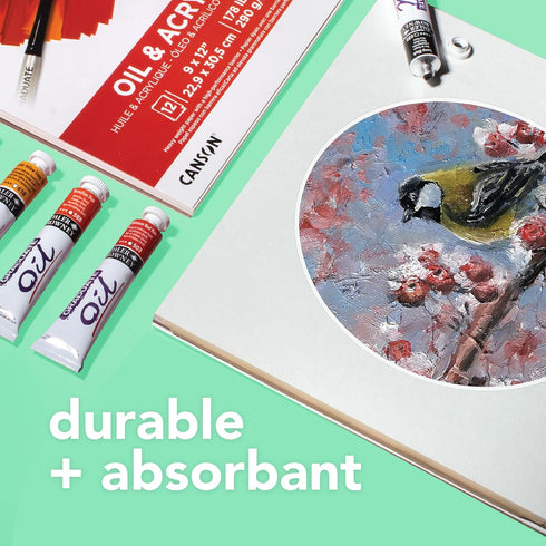 Canson Graduate Oil and Acrylic Paint Pad, Foldover, 5.5x8.5 inch, 12 Sheets | Artist Paper for Adults and Students - Oil, Acrylic, Mixed Media an...