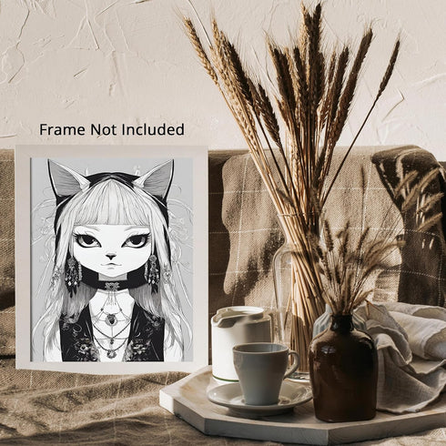 Posterizer 1 pcs- cute girl in fox gothic costume-Gothic Art-Art for Animal Lovers- Living Room Bedroom Decor- unframed wall art...