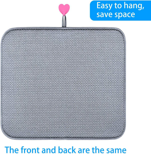 2 Pack Dish Drying Mats for Kitchen, Microfiber Dish Drying Rack Pad, Kitchen Counter Mat - 18X16 Inch...