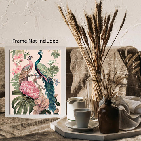 Posterizer 1 pcs-chinoiserie peacock aesthetic chic decor-Art for Animal Lovers-Abstract & Modern Art-Living Room Bedroom Decor- UNFRAMED Wall Art...