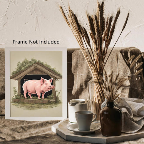 Posterizer 1 pcs- A pig on a small pigsty-Art for Animal Lovers- Gift for Men Women Entrepreneur Teens-Living Room Bedroom Decor- unframed wall ar...