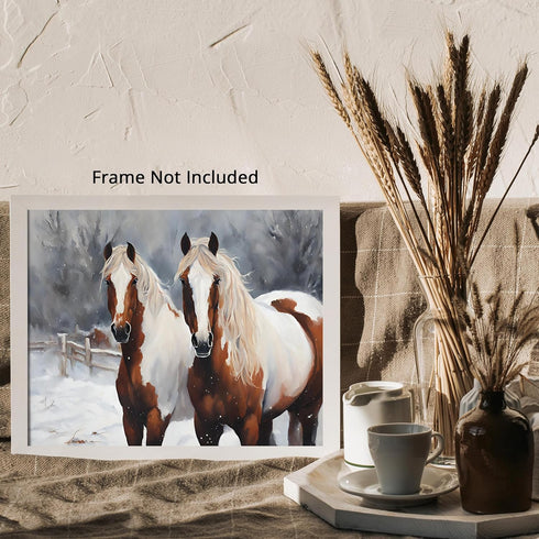 Posterizer 1 pcs-majestic horse in snowy winter scene-oil painting style-3-Art for Animal Lovers-Landscape & Nature Art-Decor for Home & Office- u...