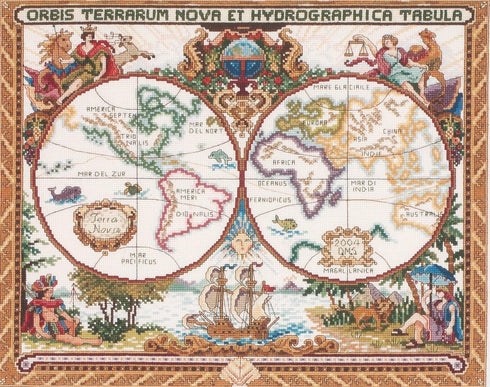 Janlynn/Platinum Collection Counted Cross Stitch 18"X15", Olde World Map (14 Count), White...