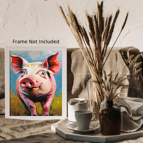 Posterizer 1 pcs- cute little pig having a stroll in nature-Art for Animal Lovers-Abstract & Modern Art- Decor for Home & Office- unframed wall ar...
