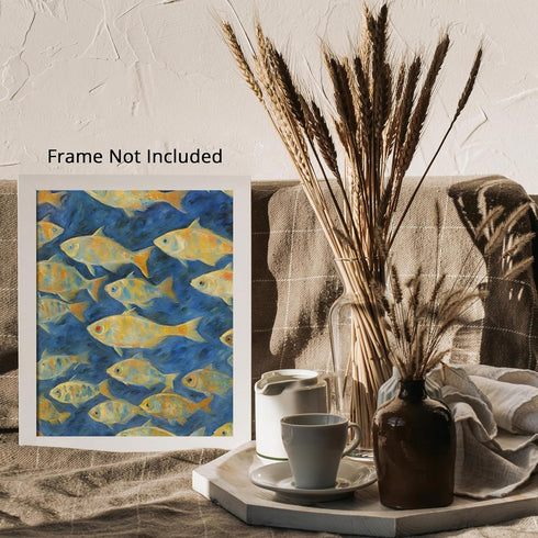 Posterizer 1 pcs- Yellow fish in the sea oil painting style-Art for Animal Lovers- Gift for Men Women Entrepreneur Teens-Decor for Home & Office- ...