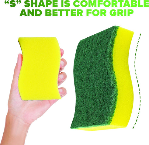 (6 Pack) Heavy Duty Scrub Sponges by SCRUBIT – Kitchen Dish, Sink and Bathroom Cleaning Scrubber Sponge - with Non-Smell Scouring Pad...