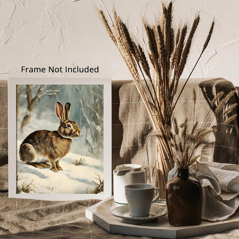 Posterizer 1 pcs-cute bunny in snowy winter scene -4-Art for Animal Lovers-Landscape & Nature Art-Decor for Home & Office- unframed wall art...