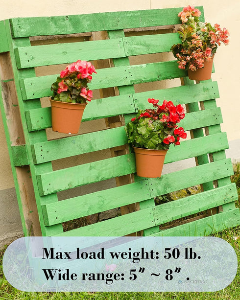 NACETURE 12 Pack Stainless Steel Plant Hangers Flower Pot Clips - Outdoor Wall Hook Metal Plant Stand Holds 5" to 8" Standard Flower Pot...