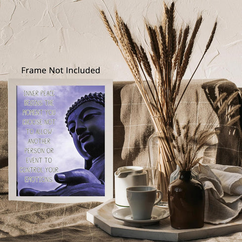 Posterizer 1 pcs-Inner Peace-Buddha Meditation Zen Decor-Quotes-Motivational & Inspirational Art-Gift For Buddhism Meditation philosophy Fans- unf...