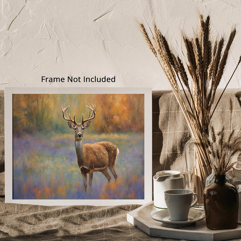 Posterizer 1 pcs- majestic deer with oil painting style print-Art for Animal Lovers-Landscape & Nature Art- Living Room Bedroom Decor- unframed wa...