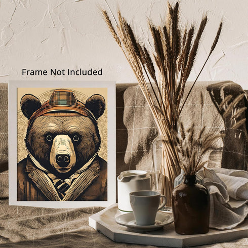 Posterizer 1 pcs-angry bear in work clothes-abstract art 1-Art for Animal Lovers-Abstract & Modern Art-Decor for Home & Office- unframed wall art...