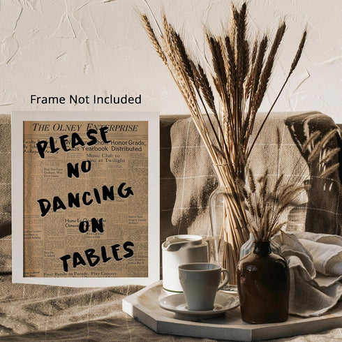 Posterizer 1 pcs-Retro Dictionary print-Please no dancing on tables-Quotes and Poems-Motivational & Inspirational Art-Decor for Home & Office- unf...