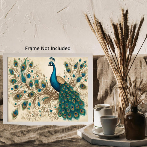 Posterizer 1 pcs- Beautiful peacock with a rustic background-Art for Animal Lovers- Gift for Men Women Entrepreneur Teens-decor for Bedroom, Offic...