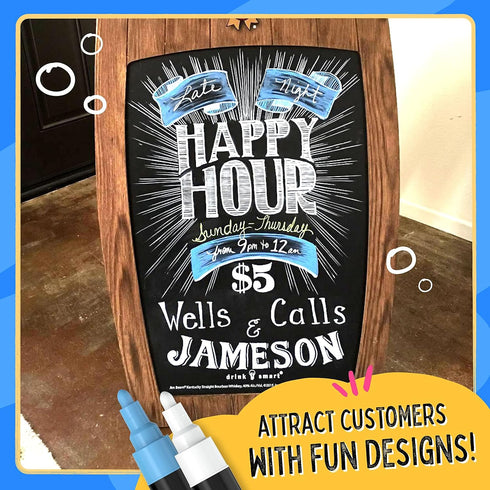 Chalkola Liquid Chalk Markers for Blackboard & Glass (Pack of 16, 6mm Reversible Tip) Washable Chalk Pens for Window, Bistro, Mirror, Car, Wall Ca...