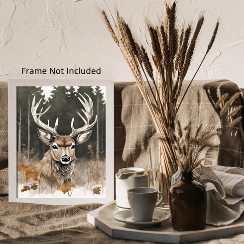 Posterizer 1 pcs- A deer in Autumn with the background of tall trees-Art for Animal Lovers-Landscape & Nature Art- Gift for Men Women Teens-Decor ...