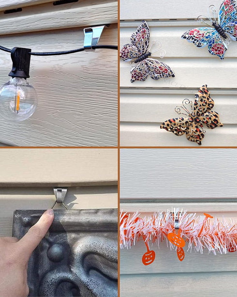 NACETURE Vinyl Siding Hooks Hanger (6 Pack) | No Drill Vinyl Siding Clips for Hanging Outdoor Decor...