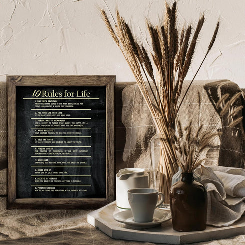 Posterizer 1 pcs-10 rules for life-daily encouraging reminders-Motivational & Inspirational Art-Workplace & Office Art-Decor for Home & Office- UN...